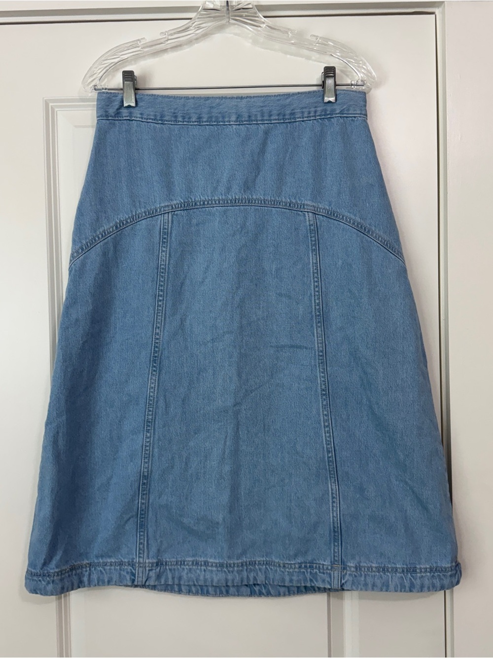 Old Navy 6 Drapey Denim High Rise‎ Light Wash A-Line Midi Skirt